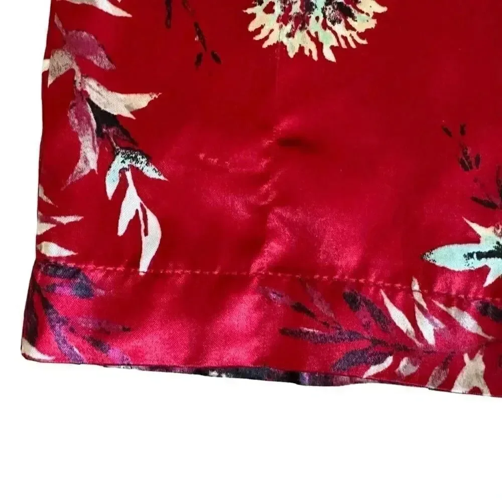 Gilligan & O'Malley Red Women's Satin Floral Lightweight Pajama Pants SZ M #1944
